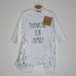 Rae Dunn* Baby Long Sleeve 3 Snap Onesie/Pants/Headband‎ 3 Piece Set~ 3-6 Months